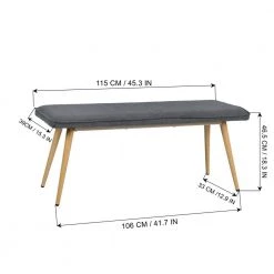 Nuhu Charcoal Fabric Upholstered Oak Metal Legs Bench( 18.3 in H * 45.3 in W * 15.3 in D ) by Homy Casa 16 Nuhu Charcoal Fabric Upholstered Oak Metal Legs Bench( 18.3 in H * 45.3 in W * 15.3 in D ) by Homy Casa -Homy Casa Shop charcoal homy casa bedroom benches hd nuhu charcoal oak leg 1f 1000