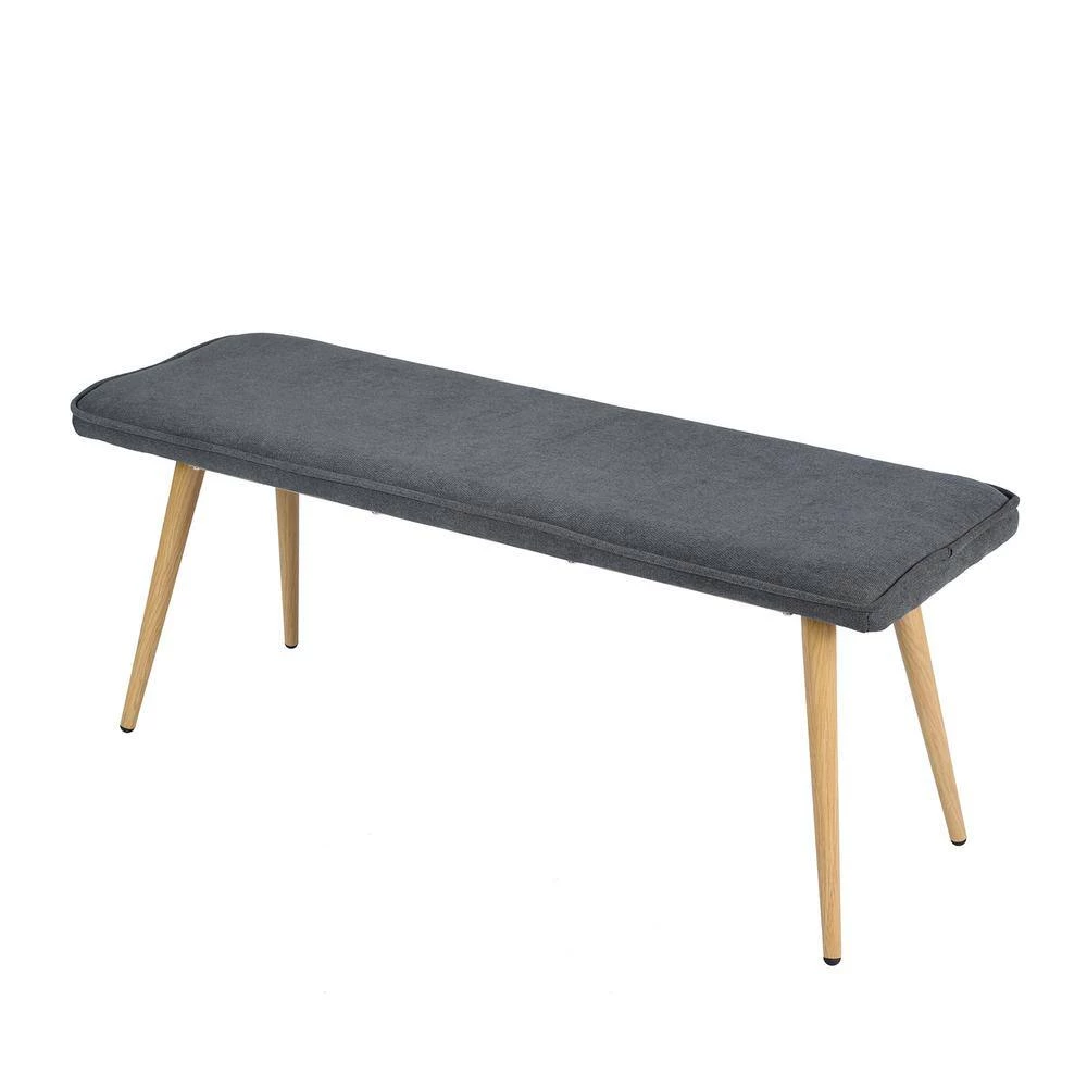 Nuhu Charcoal Fabric Upholstered Oak Metal Legs Bench( 18.3 in H * 45.3 in W * 15.3 in D ) by Homy Casa 7 Nuhu Charcoal Fabric Upholstered Oak Metal Legs Bench( 18.3 in H * 45.3 in W * 15.3 in D ) by Homy Casa - Image 5