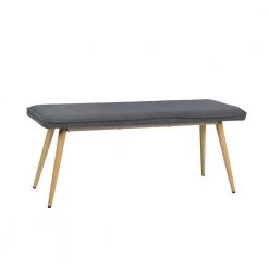 Nuhu Charcoal Fabric Upholstered Oak Metal Legs Bench( 18.3 in H * 45.3 in W * 15.3 in D ) by Homy Casa
