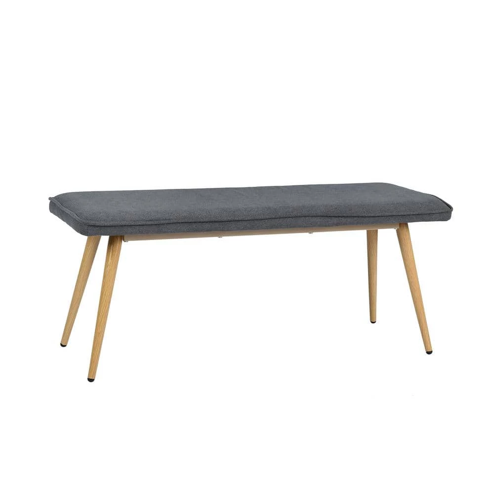 Nuhu Charcoal Fabric Upholstered Oak Metal Legs Bench( 18.3 in H * 45.3 in W * 15.3 in D ) by Homy Casa 3 Nuhu Charcoal Fabric Upholstered Oak Metal Legs Bench( 18.3 in H * 45.3 in W * 15.3 in D ) by Homy Casa