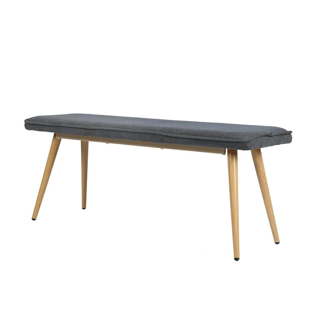 Nuhu Charcoal Fabric Upholstered Oak Metal Legs Bench( 18.3 in H * 45.3 in W * 15.3 in D ) by Homy Casa 5 Nuhu Charcoal Fabric Upholstered Oak Metal Legs Bench( 18.3 in H * 45.3 in W * 15.3 in D ) by Homy Casa - Image 3