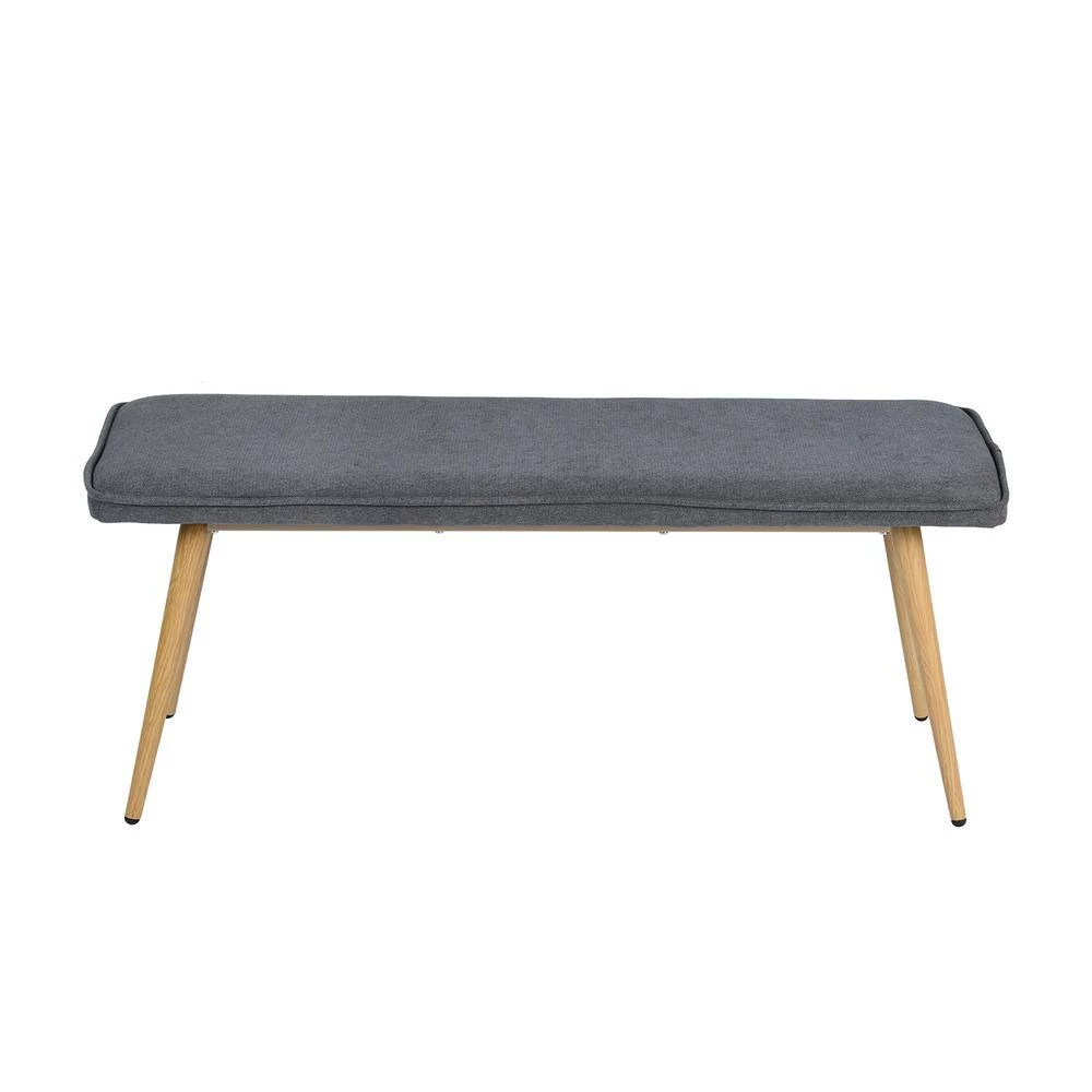 Nuhu Charcoal Fabric Upholstered Oak Metal Legs Bench( 18.3 in H * 45.3 in W * 15.3 in D ) by Homy Casa 6 Nuhu Charcoal Fabric Upholstered Oak Metal Legs Bench( 18.3 in H * 45.3 in W * 15.3 in D ) by Homy Casa - Image 4