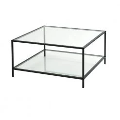Hudd 13.4 in. Clear Glass Square Coffee Table by Homy Casa