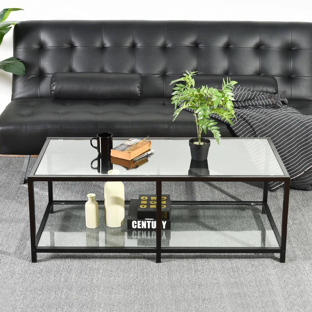 Justin 43.3 in. Clear Rectangle Glass Coffee Table by Homy Casa 13 Justin 43.3 in. Clear Rectangle Glass Coffee Table by Homy Casa - Image 11