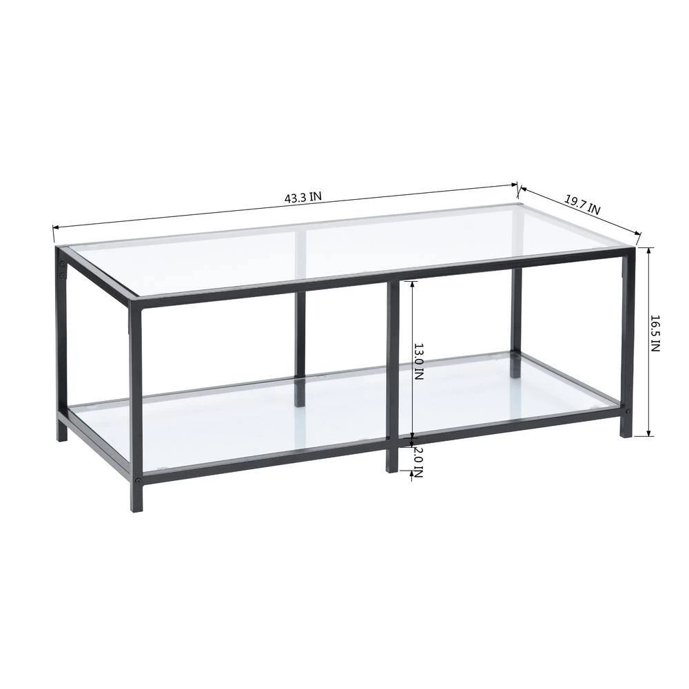 Justin 43.3 in. Clear Rectangle Glass Coffee Table by Homy Casa 10 Justin 43.3 in. Clear Rectangle Glass Coffee Table by Homy Casa - Image 8