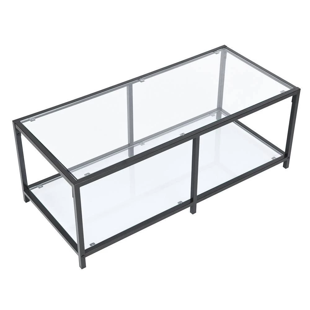 Justin 43.3 in. Clear Rectangle Glass Coffee Table by Homy Casa 8 Justin 43.3 in. Clear Rectangle Glass Coffee Table by Homy Casa - Image 6