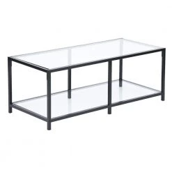 Justin 43.3 in. Clear Rectangle Glass Coffee Table by Homy Casa