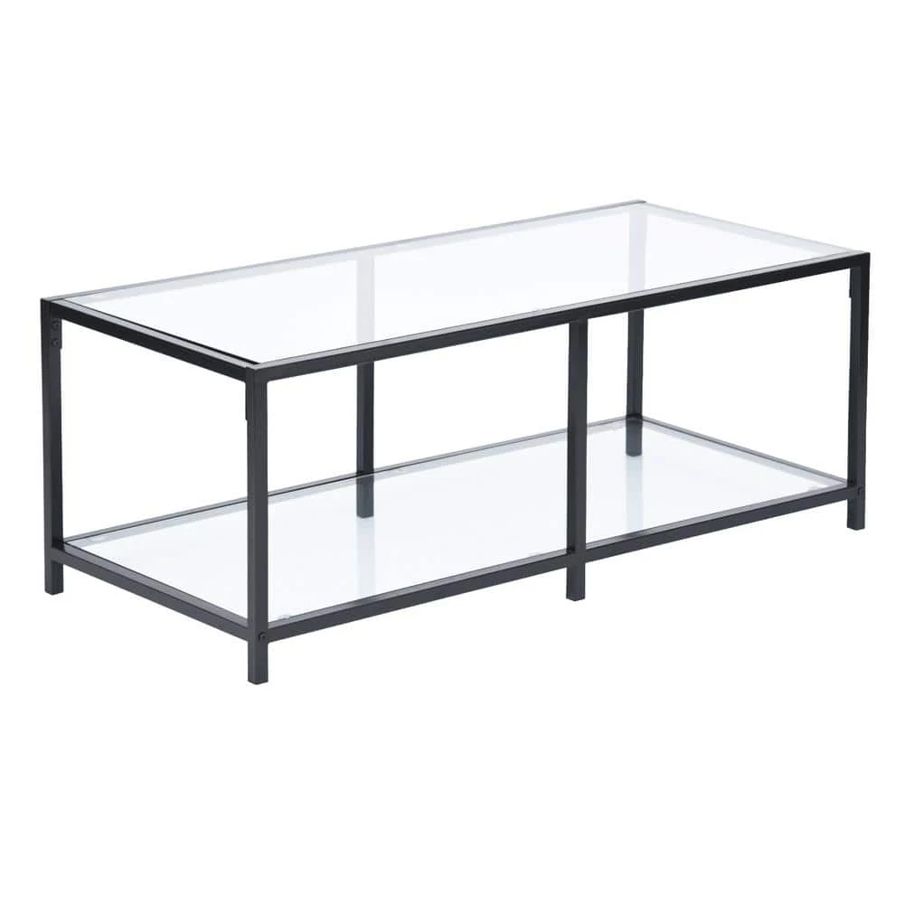 Justin 43.3 in. Clear Rectangle Glass Coffee Table by Homy Casa 3 Justin 43.3 in. Clear Rectangle Glass Coffee Table by Homy Casa