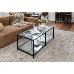 Justin 43.3 in. Clear Rectangle Glass Coffee Table by Homy Casa 16 Justin 43.3 in. Clear Rectangle Glass Coffee Table by Homy Casa -Homy Casa Shop clear homy casa console tables justin b 77 1000
