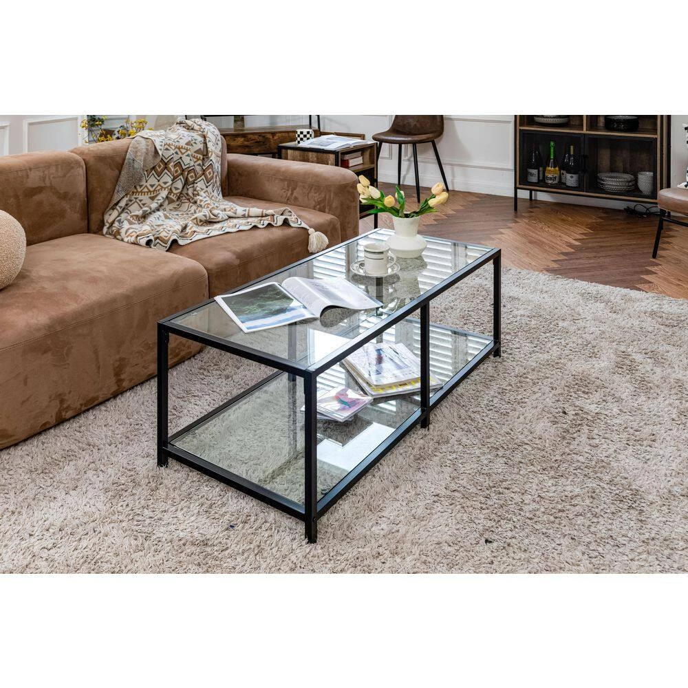 Justin 43.3 in. Clear Rectangle Glass Coffee Table by Homy Casa 6 Justin 43.3 in. Clear Rectangle Glass Coffee Table by Homy Casa - Image 4