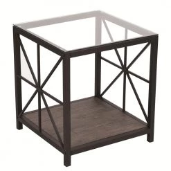Shape 20 in. Clear Glass Square End Table by Homy Casa