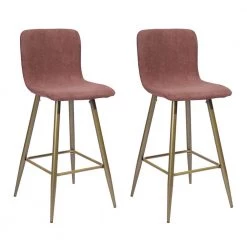 Coral Bar Chairs Barstools Fabric Seat (Set of 2) by Homy Casa