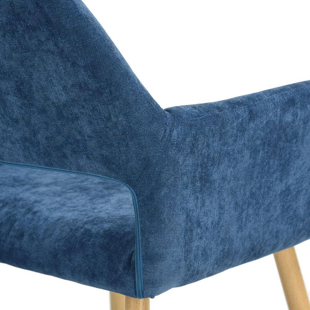Cromwell Dark Blue Fabric Upholstered Arm Dining Chair by Homy Casa 6 Cromwell Dark Blue Fabric Upholstered Arm Dining Chair by Homy Casa - Image 4
