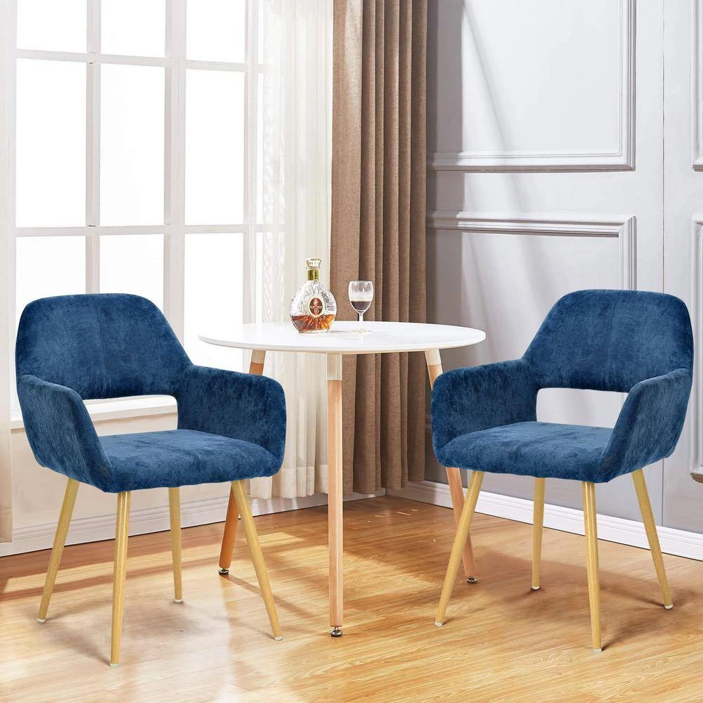 Cromwell Dark Blue Fabric Upholstered Arm Dining Chair by Homy Casa 7 Cromwell Dark Blue Fabric Upholstered Arm Dining Chair by Homy Casa - Image 5