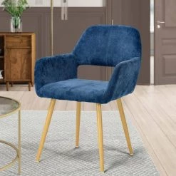 Cromwell Dark Blue Fabric Upholstered Arm Dining Chair by Homy Casa 15 Cromwell Dark Blue Fabric Upholstered Arm Dining Chair by Homy Casa -Homy Casa Shop dark blue 1 piece homy casa dining chairs cromwell dark blue sd e1 1000