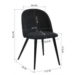 Dining Dark Blue Mid Century Modern Kitchen Velvet Upholstered Accent Leisure Chairs (Set of 2) by Homy Casa -Homy Casa Shop dark blue fabric homy casa dining chairs zomba terry fabric blue a 44 1000