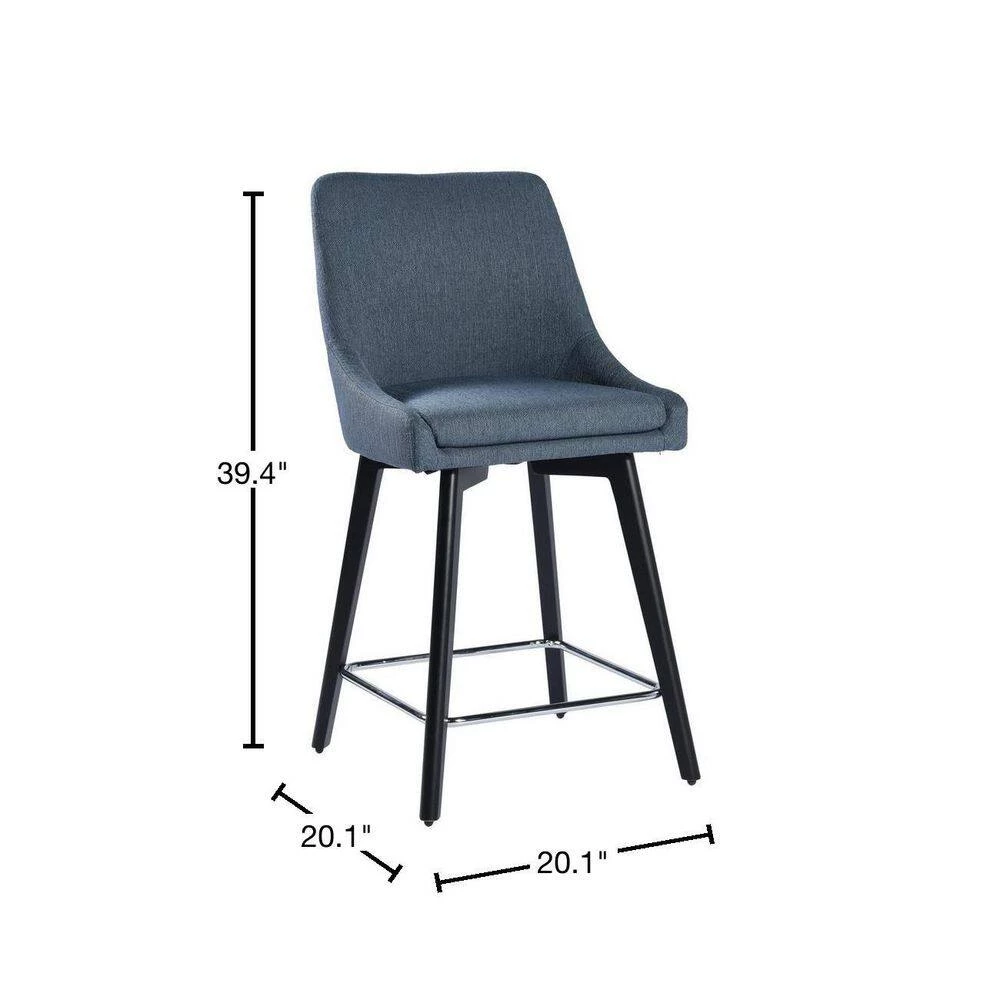 Adalgis 39.4 in. Dark Blue High Back Metal Frame Bar Stool 25.6 in. Seat Height by Homy Casa 5 Adalgis 39.4 in. Dark Blue High Back Metal Frame Bar Stool 25.6 in. Seat Height by Homy Casa - Image 3