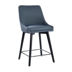 Adalgis 39.4 in. Dark Blue High Back Metal Frame Bar Stool 25.6 in. Seat Height by Homy Casa