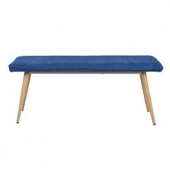 Nuhu Dark Blue Fabric Upholstered Oak Metal Legs Bench 18.3 in. H x 45.3 in. W x 15.3 in. D by Homy Casa -Homy Casa Shop dark blue homy casa bedroom benches hd nuhu dark blue oak leg c3 1000