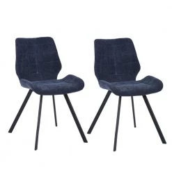 Safari Dark Blue Fabric Upholstered Dining Chairs (Set of 2) by Homy Casa