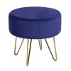 Saka Dark Blue Velvet Round Ottoman by Homy Casa -Homy Casa Shop dark blue homy casa ottomans saka dk blue 64 1000