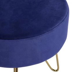 Saka Dark Blue Velvet Round Ottoman by Homy Casa -Homy Casa Shop dark blue homy casa ottomans saka dk blue fa 1000
