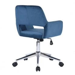 Ross Blue Velvet Upholstered Task Chair with Adjustable Height by Homy Casa -Homy Casa Shop dark blue velvet homy casa task chairs ross chrome velvet dark blue 1f 1000