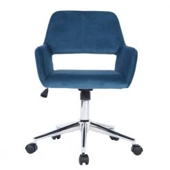 Ross Blue Velvet Upholstered Task Chair with Adjustable Height by Homy Casa -Homy Casa Shop dark blue velvet homy casa task chairs ross chrome velvet dark blue c3 1000
