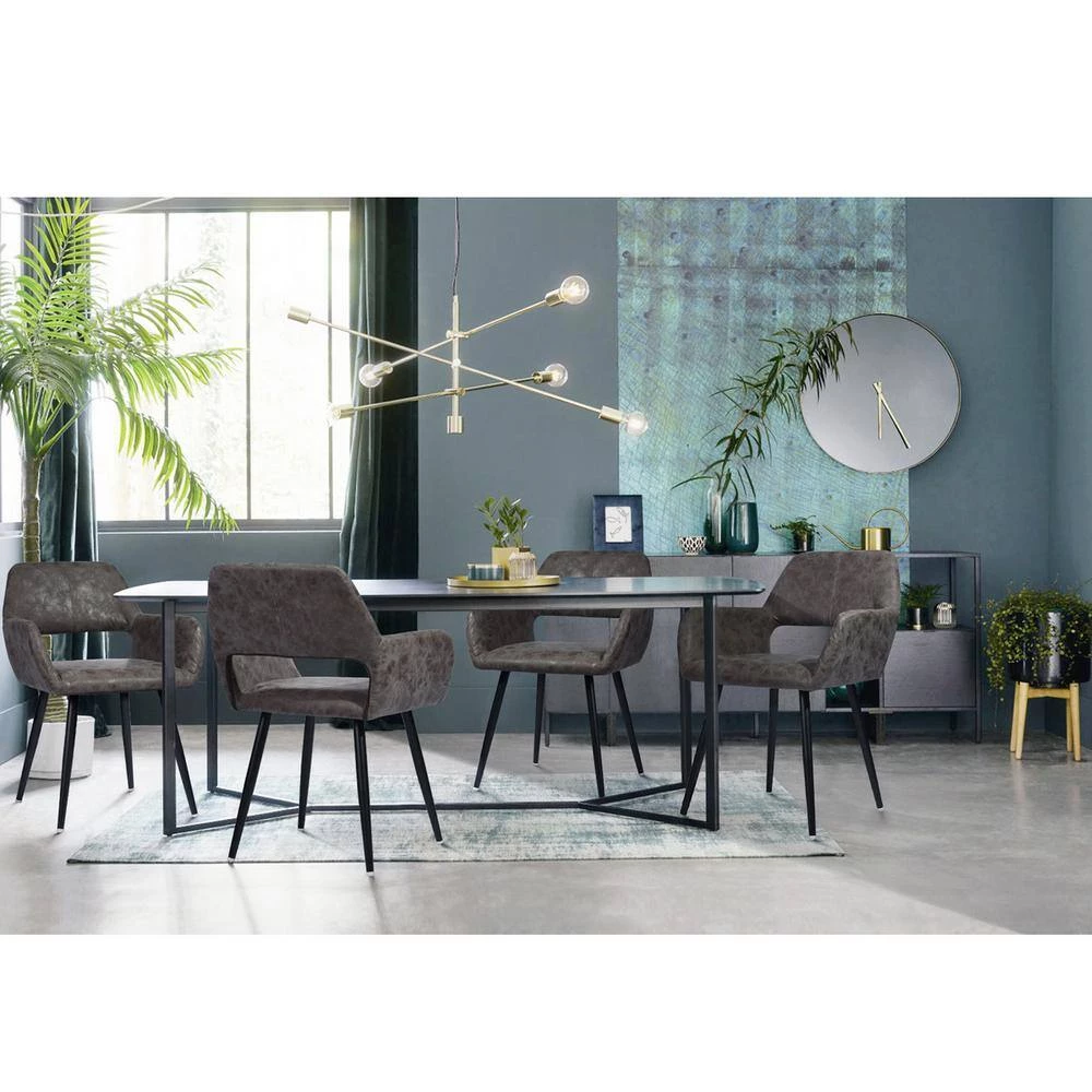 Fabric Vintage Black Upholstered Hollow Design Armrest Side Chair by Homy Casa 4 Fabric Vintage Black Upholstered Hollow Design Armrest Side Chair by Homy Casa - Image 2