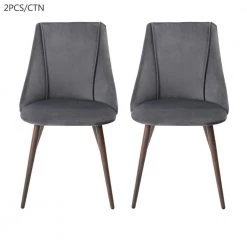 Smeg Grey Upholstered Dining Chair (Set of 2) by Homy Casa