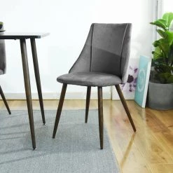 Smeg Grey Upholstered Dining Chair (Set of 2) by Homy Casa -Homy Casa Shop dark gray homy casa dining chairs smeg tiaanium 32mm grey a 77 1000