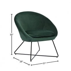 HD-Doumbia Black Metal Green Velvet Fabric Accent Chair by Homy Casa -Homy Casa Shop dark green homy casa accent chairs hd doumbia dgreen a 40 1000