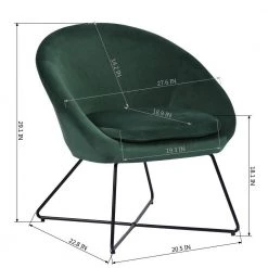 HD-Doumbia Black Metal Green Velvet Fabric Accent Chair by Homy Casa -Homy Casa Shop dark green homy casa accent chairs hd doumbia dgreen a 44 1000