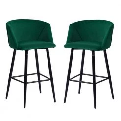 ALDRIDGE MIDBAR 35.03 in. Dark Green Mid Back Metal 26 in. Bar Stool with velvet (Set of 2) by Homy Casa