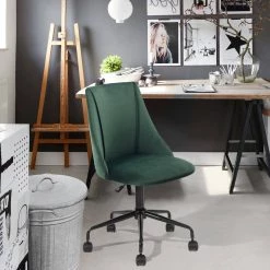 Cian Dark Green Velvet Upholstered High Back Task Chair by Homy Casa -Homy Casa Shop dark green homy casa task chairs hd cian green 31 1000