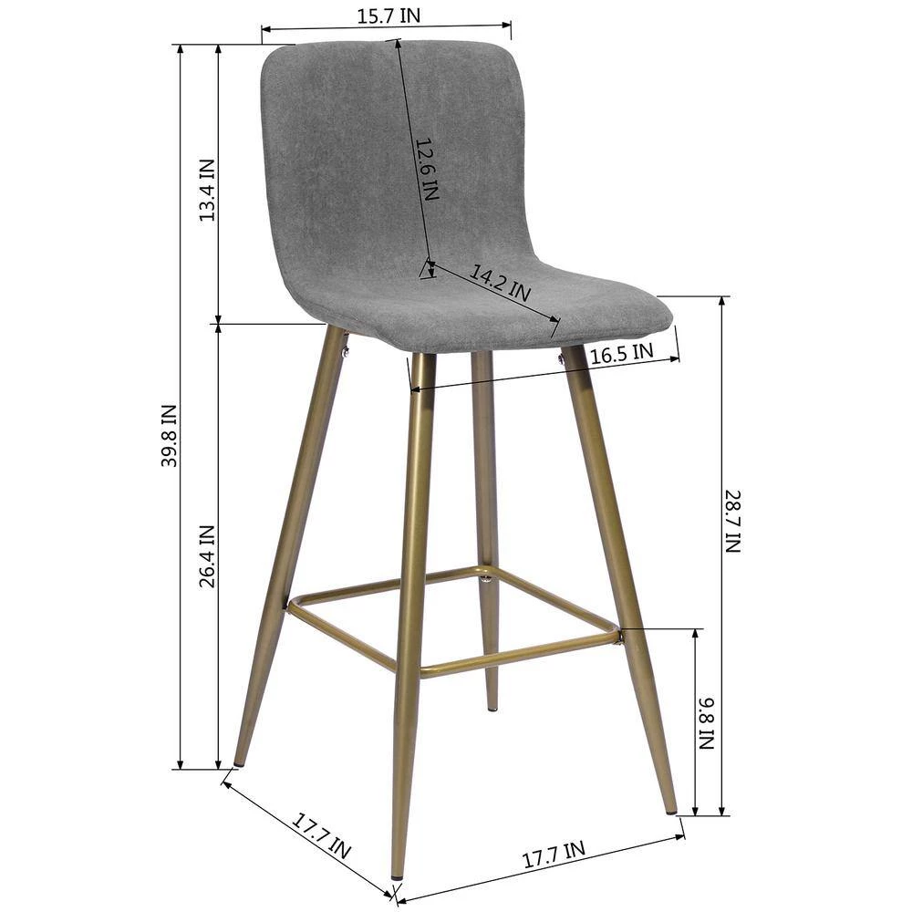 Scargill 39.8 in. Dark Grey Low Back Metal Frame Cushioned Bar Stool with Fabric Seat (Set of 2) by Homy Casa 8 Scargill 39.8 in. Dark Grey Low Back Metal Frame Cushioned Bar Stool with Fabric Seat (Set of 2) by Homy Casa - Image 6