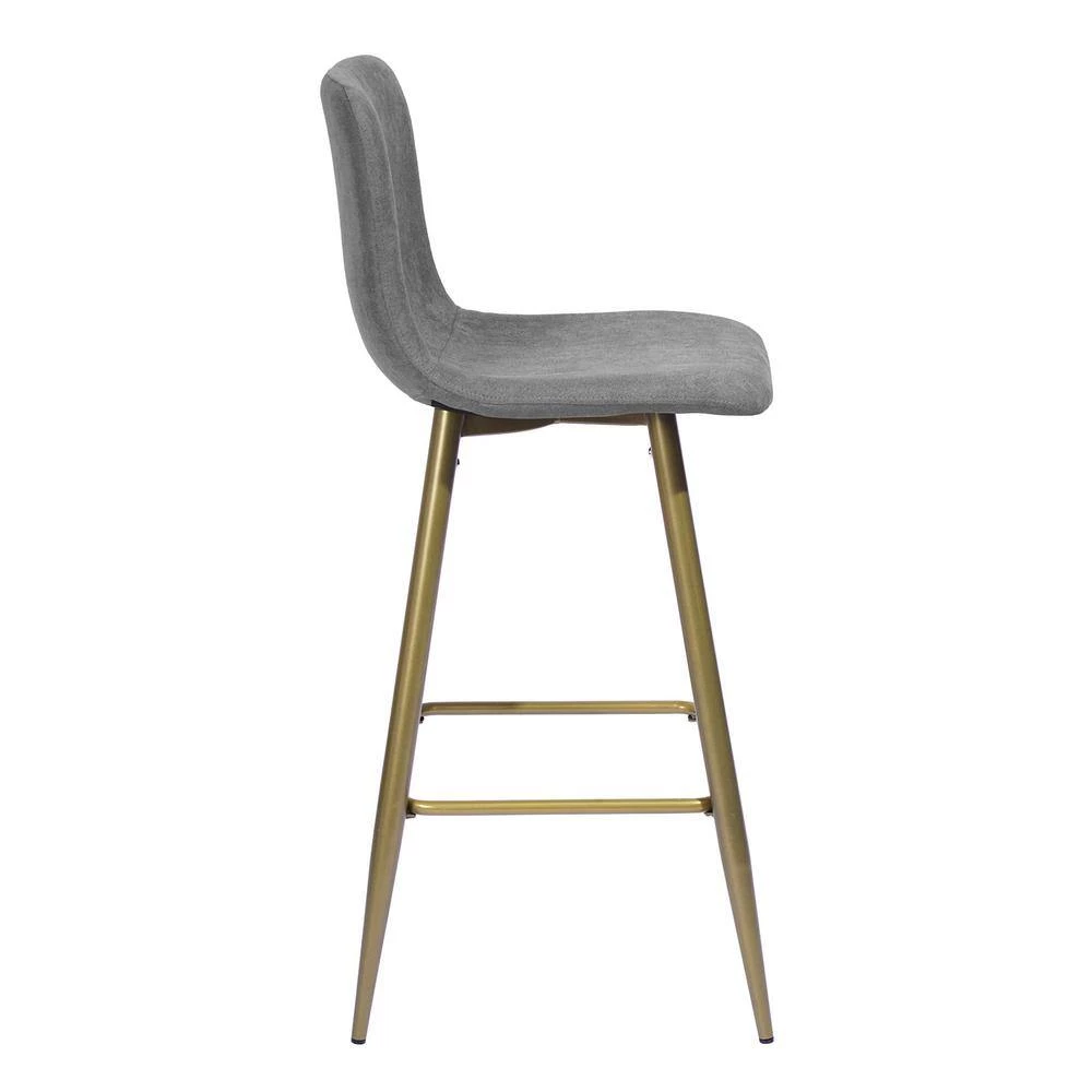 Scargill 39.8 in. Dark Grey Low Back Metal Frame Cushioned Bar Stool with Fabric Seat (Set of 2) by Homy Casa 6 Scargill 39.8 in. Dark Grey Low Back Metal Frame Cushioned Bar Stool with Fabric Seat (Set of 2) by Homy Casa - Image 4
