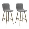 Scargill 39.8 in. Dark Grey Low Back Metal Frame Cushioned Bar Stool with Fabric Seat (Set of 2) by Homy Casa