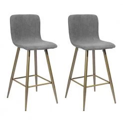 Scargill 39.8 in. Dark Grey Low Back Metal Frame Cushioned Bar Stool with Fabric Seat (Set of 2) by Homy Casa