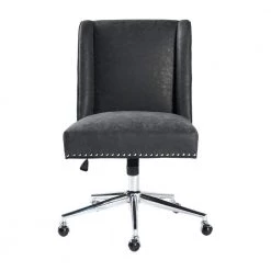 Suttner Dark Grey Upholstered Office Chair Task Chair by Homy Casa