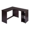 47.2 in. L-Shape Dark Brown Wood Computer Desk With Open Storage Shelf by Homy Casa