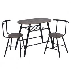 Peat 3-Piece Dark Wood Breakfast Table Chair Set by Homy Casa