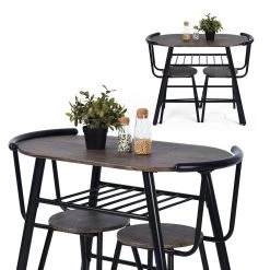Peat 3-Piece Dark Wood Breakfast Table Chair Set by Homy Casa -Homy Casa Shop dk wood homy casa dining room sets hd peat jm lmkz 77 1000