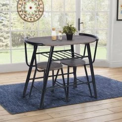 Peat 3-Piece Dark Wood Breakfast Table Chair Set by Homy Casa -Homy Casa Shop dk wood homy casa dining room sets hd peat jm lmkz c3 1000