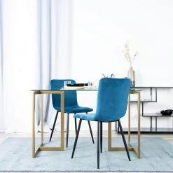 Slip 47 in.Tempered Glass Top Gold Base Elegant Dining Table by Homy Casa -Homy Casa Shop gold 47 in homy casa kitchen dining tables slip glass dining table 31 1000