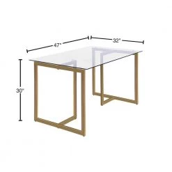 Slip 47 in.Tempered Glass Top Gold Base Elegant Dining Table by Homy Casa -Homy Casa Shop gold 47 in homy casa kitchen dining tables slip glass dining table 40 1000