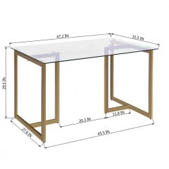 Slip 47 in.Tempered Glass Top Gold Base Elegant Dining Table by Homy Casa -Homy Casa Shop gold 47 in homy casa kitchen dining tables slip glass dining table 4f 1000