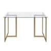 Slip 47 in.Tempered Glass Top Gold Base Elegant Dining Table by Homy Casa
