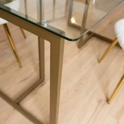 Slip 47 in.Tempered Glass Top Gold Base Elegant Dining Table by Homy Casa -Homy Casa Shop gold 47 in homy casa kitchen dining tables slip glass dining table 76 1000