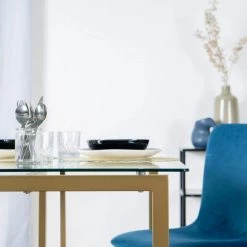 Slip 47 in.Tempered Glass Top Gold Base Elegant Dining Table by Homy Casa -Homy Casa Shop gold 47 in homy casa kitchen dining tables slip glass dining table 77 1000